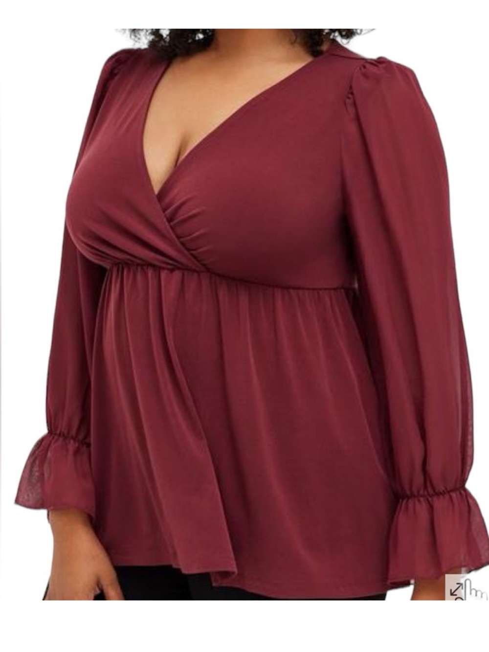 torrid Burgundy V-Neck Peasant Blouse